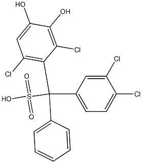 (3,4-ジクロロフェニル)(2,6-ジクロロ-3,4-ジヒドロキシフェニル)フェニルメタンスルホン酸 化学構造式