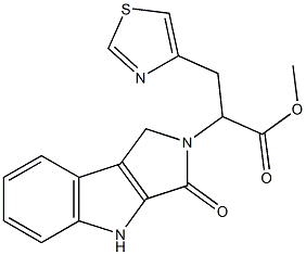 3-(4-チアゾリル)-2-[(1,2,3,4-テトラヒドロ-3-オキソピロロ[3,4-b]インドール)-2-イル]プロピオン酸メチル 化学構造式