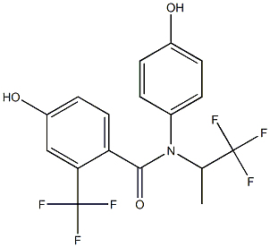 2-(トリフルオロメチル)-4-ヒドロキシ-N-(4-ヒドロキシフェニル)-N-(2,2,2-トリフルオロ-1-メチルエチル)ベンズアミド 化学構造式