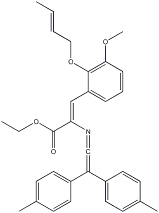 (Z)-2-[[2-(4-Methylphenyl)-2-(4-methylphenyl)ethenylidene]amino]-3-[3-methoxy-2-[[(E)-2-butenyl]oxy]phenyl]acrylic acid ethyl ester,,结构式