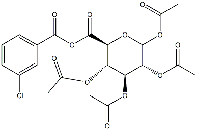 アセチル2-O,3-O,4-O-トリアセチル-6-O-(3-クロロベンゾイル)-D-グルコピラノシドウロン酸 化学構造式