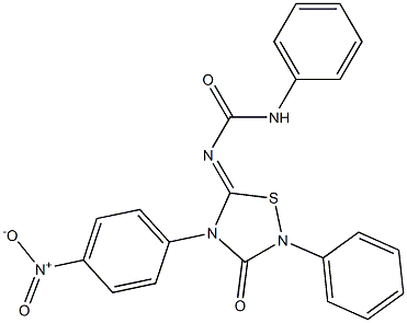 4-(4-ニトロフェニル)-2-フェニル-5-[(フェニルカルバモイル)イミノ]-1,2,4-チアジアゾリジン-3-オン 化学構造式