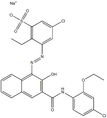 3-Chloro-6-ethyl-5-[[3-[[(4-chloro-2-ethoxyphenyl)amino]carbonyl]-2-hydroxy-1-naphtyl]azo]benzenesulfonic acid sodium salt,,结构式