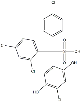 (4-クロロフェニル)(2,4-ジクロロフェニル)(4-クロロ-2,5-ジヒドロキシフェニル)メタンスルホン酸 化学構造式
