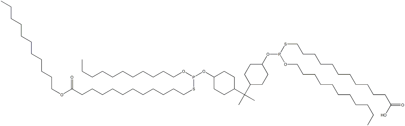 12,12'-[[Isopropylidenebis(4,1-cyclohexanediyloxy)]bis[(undecyloxy)phosphinediylthio]]bis(dodecanoic acid undecyl) ester 结构式