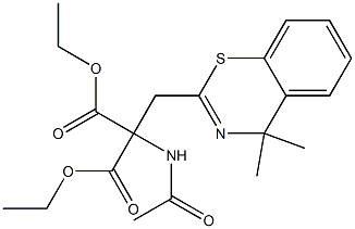 2-アセチルアミノ-2-[(4,4-ジメチル-4H-1,3-ベンゾチアジン-2-イル)メチル]マロン酸ジエチル 化学構造式