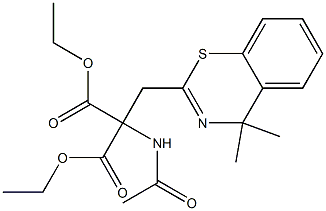 2-Acetylamino-2-[(4,4-dimethyl-4H-1,3-benzothiazin-2-yl)methyl]malonic acid diethyl ester Struktur