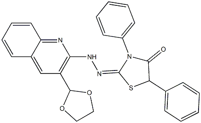 2-[2-[3-(1,3-Dioxolane-2-yl)quinoline-2-yl]hydrazono]-3-phenyl-5-phenylthiazolidine-4-one Struktur