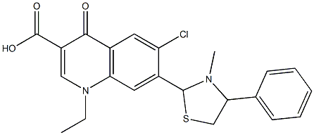 1,4-Dihydro-1-ethyl-4-oxo-6-chloro-7-(3-methyl-4-phenylthiazolidin-2-yl)quinoline-3-carboxylic acid Struktur