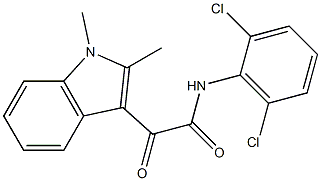 N-(2,6-ジクロロフェニル)-2-[1,2-ジメチル-1H-インドール-3-イル]-2-オキソアセトアミド 化学構造式