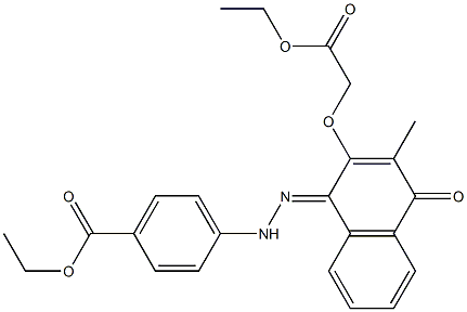 [[[1,4-Dihydro-1-[[[4-(ethoxycarbonyl)phenyl]amino]imino]-3-methyl-4-oxonaphthalen]-2-yl]oxy]acetic acid ethyl ester Struktur
