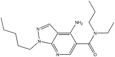 1-ペンチル-4-アミノ-N-エチル-N-プロピル-1H-ピラゾロ[3,4-b]ピリジン-5-カルボアミド 化学構造式