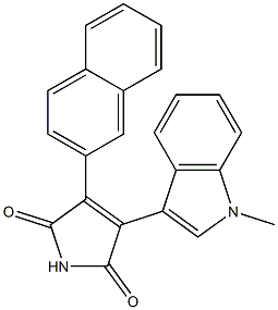 3-(2-ナフタレニル)-4-(1-メチル-1H-インドール-3-イル)-1H-ピロール-2,5-ジオン 化学構造式