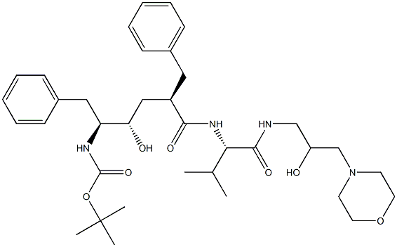 (2S)-2-[[(2R,4S,5S)-5-(tert-Butoxycarbonylamino)-2-benzyl-4-hydroxy-6-phenylhexanoyl]amino]-N-(2-hydroxy-3-morpholinopropyl)-3-methylbutyramide Structure