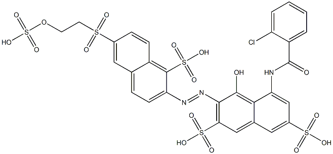 5-(2-クロロベンゾイルアミノ)-4-ヒドロキシ-3-[6-[[2-(スルホオキシ)エチル]スルホニル]-1-スルホ-2-ナフチルアゾ]-2,7-ナフタレンジスルホン酸 化学構造式