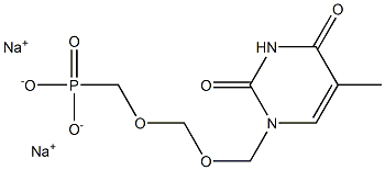 [[[(1,2,3,4-Tetrahydro-5-methyl-2,4-dioxopyrimidin)-1-yl]methoxy]methoxy]methylphosphonic acid disodium salt Struktur