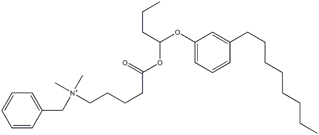 N,N-Dimethyl-N-benzyl-N-[4-[[1-(3-octylphenyloxy)butyl]oxycarbonyl]butyl]aminium Structure