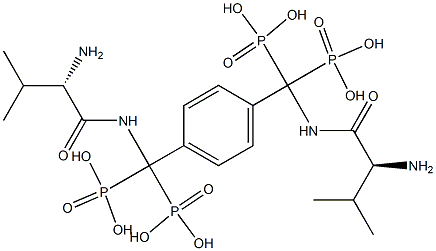 1,4-フェニレンビス[(L-バリルアミノ)メチレン]ビスホスホン酸 化学構造式
