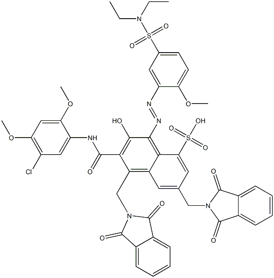 3-[(5-Chloro-2,4-dimethoxyphenyl)aminocarbonyl]-1-[5-[(diethylamino)sulfonyl]-2-methoxyphenylazo]-2-hydroxy-4,6-bis(phthalimidylmethyl)naphthalene-8-sulfonic acid