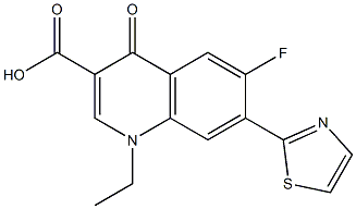 1,4-Dihydro-1-ethyl-4-oxo-6-fluoro-7-(thiazol-2-yl)quinoline-3-carboxylic acid,,结构式