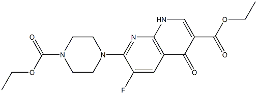 7-(4-エトキシカルボニル-1-ピペラジニル)-6-フルオロ-1,4-ジヒドロ-4-オキソ-1,8-ナフチリジン-3-カルボン酸エチル 化学構造式