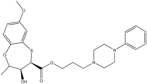 (3S,4R)-3-ヒドロキシ-4-[3-(4-フェニル-1-ピペラジニル)プロピル]-7-メトキシ-3,4-ジヒドロ-2H-1,5-ベンゾオキサチエピン-4-カルボン酸メチル 化学構造式