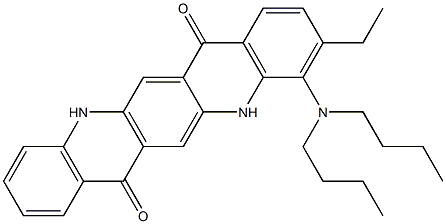 4-(Dibutylamino)-3-ethyl-5,12-dihydroquino[2,3-b]acridine-7,14-dione Struktur