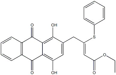 (Z)-4-[(9,10-ジヒドロ-1,4-ジヒドロキシ-9,10-ジオキソアントラセン)-2-イル]-3-フェニルチオ-2-ブテン酸エチル 化学構造式