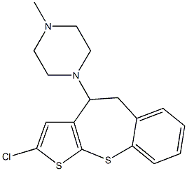 2-クロロ-4-(4-メチルピペラジノ)-4,5-ジヒドロチエノ[2,3-b][1]ベンゾチエピン 化学構造式
