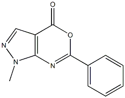 1-Methyl-6-(phenyl)pyrazolo[3,4-d][1,3]oxazin-4(1H)-one Struktur