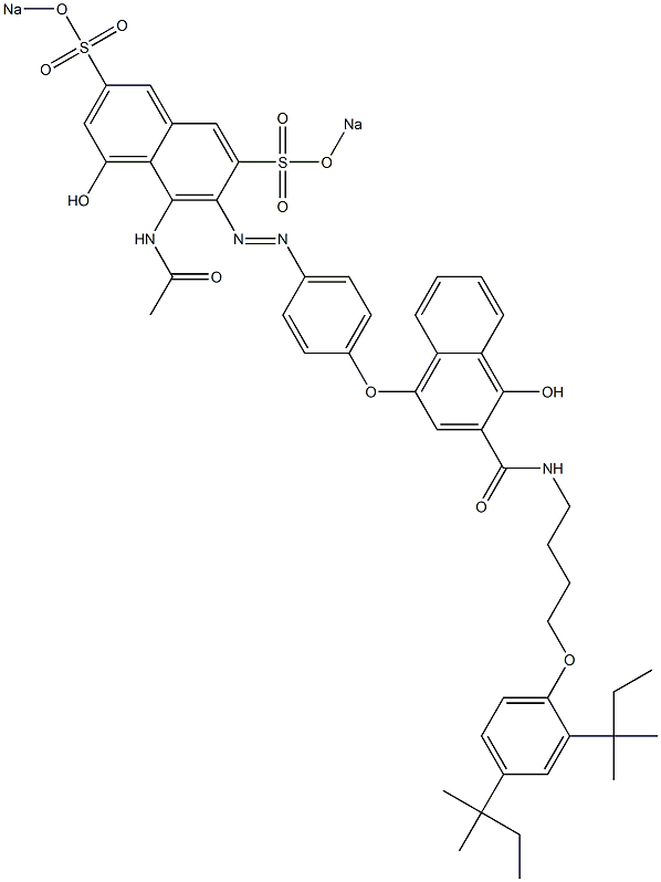 4-[4-[8-(Acetylamino)-1-hydroxy-3,6-bis(sodiosulfo)-7-naphtylazo]phenoxy]-N-[4-(2,4-di-tert-pentylphenoxy)butyl]-1-hydroxy-2-naphthamide Structure