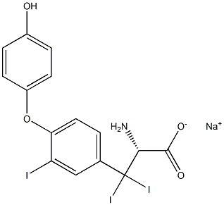 (R)-2-アミノ-3-[4-(4-ヒドロキシフェノキシ)-3-ヨードフェニル]-3,3-ジヨードプロパン酸ナトリウム 化学構造式