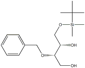 (2S,3S)-2-ベンジルオキシ-4-(tert-ブチルジメチルシリルオキシ)ブタン-1,3-ジオール 化学構造式
