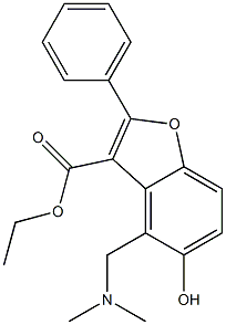 5-ヒドロキシ-4-[(ジメチルアミノ)メチル]-2-フェニルベンゾフラン-3-カルボン酸エチル 化学構造式