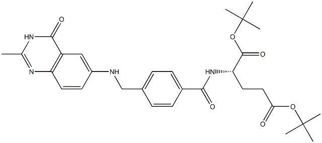 N-[4-[(3,4-ジヒドロ-2-メチル-4-オキソキナゾリン)-6-イルアミノメチル]ベンゾイル]-L-グルタミン酸ジtert-ブチル 化学構造式