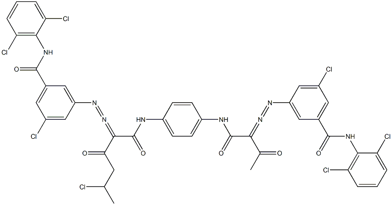 3,3'-[2-(1-クロロエチル)-1,4-フェニレンビス[イミノカルボニル(アセチルメチレン)アゾ]]ビス[N-(2,6-ジクロロフェニル)-5-クロロベンズアミド] 化学構造式