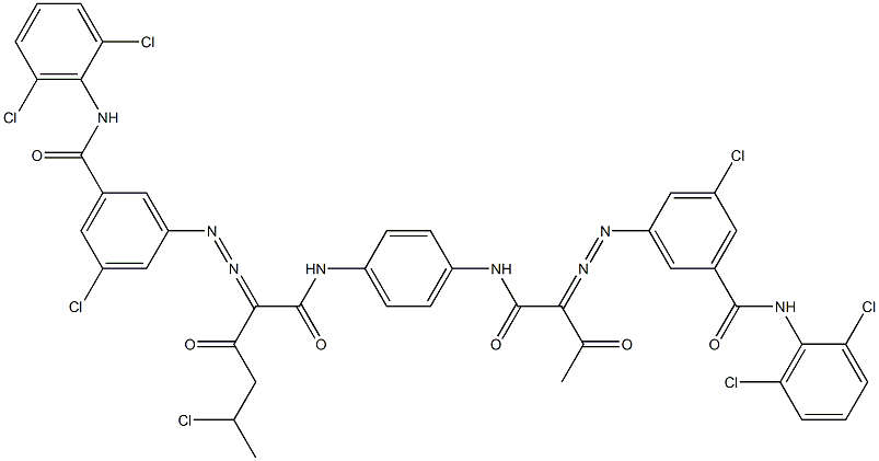 3,3'-[2-(1-Chloroethyl)-1,4-phenylenebis[iminocarbonyl(acetylmethylene)azo]]bis[N-(2,6-dichlorophenyl)-5-chlorobenzamide] 结构式