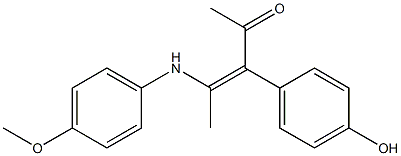 4-[(4-メトキシフェニル)アミノ]-3-(4-ヒドロキシフェニル)-3-ペンテン-2-オン 化学構造式