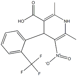 2,6-Dimethyl-3-nitro-4-[2-(trifluoromethyl)phenyl]-1,4-dihydropyridine-5-carboxylic acid,,结构式