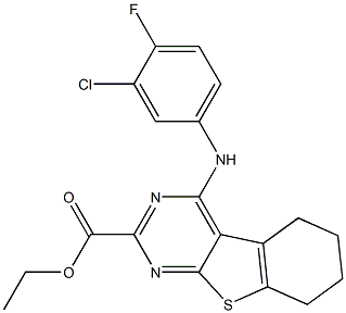 5,6,7,8-Tetrahydro-4-(4-fluoro-3-chlorophenylamino)[1]benzothieno[2,3-d]pyrimidine-2-carboxylic acid ethyl ester Structure