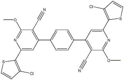 4,4'-(1,4-Phenylene)bis[2-methoxy-3-cyano-6-(3-chloro-2-thienyl)pyridine] Struktur