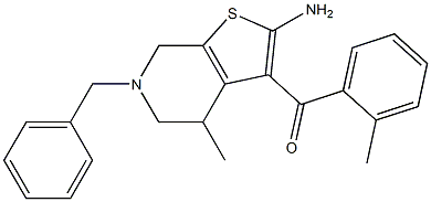 2-Amino-3-(2-methylbenzoyl)-4,5,6,7-tetrahydro-4-methyl-6-benzylthieno[2,3-c]pyridine Structure