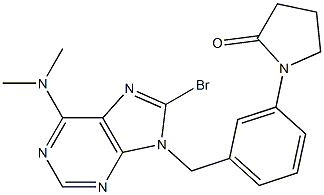 6-ジメチルアミノ-8-ブロモ-9-(3-(2-オキソ-1-ピロリジニル)ベンジル)-9H-プリン 化学構造式