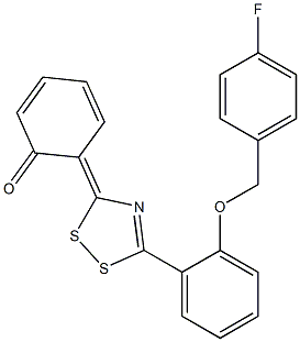 3-(2-Oxo-3,5-cyclohexadien-1-ylidene)-5-[2-(4-fluorobenzyloxy)phenyl]-3H-1,2,4-dithiazole Struktur
