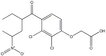 2-[2,3-ジクロロ-4-(2-エチル-4-ニトロペンタノイル)フェノキシ]酢酸 化学構造式