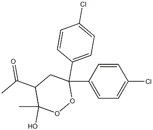 3-Methyl-4-acetyl-6,6-bis(4-chlorophenyl)-1,2-dioxane-3-ol Struktur