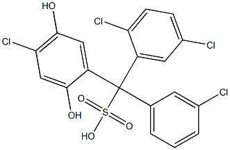 (3-Chlorophenyl)(2,5-dichlorophenyl)(4-chloro-2,5-dihydroxyphenyl)methanesulfonic acid Structure