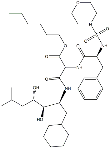 3-[[(1S,2R,3S)-1-(Cyclohexylmethyl)-2,3-dihydroxy-5-methylhexyl]amino]-3-oxo-2-[(S)-2-(4-morpholinylsulfonylamino)-3-phenylpropanoylamino]propionic acid hexyl ester Structure