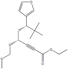 (4R,6S)-7,7-ジメチル-4-メトキシメトキシ-6-(3-フリル)-2-オクチン酸エチル 化学構造式