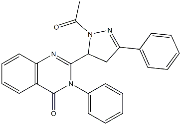 3-Phenyl-2-[(3-phenyl-4,5-dihydro-1-acetyl-1H-pyrazol)-5-yl]quinazolin-4(3H)-one Structure